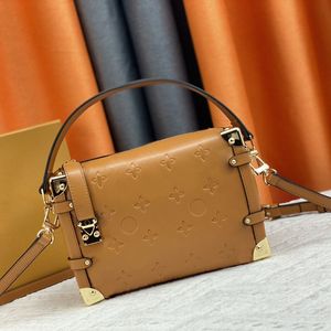 Designer Bag Mens and womens fashion box bag #46358 Vintage print embossing bag Portable leather crossbody bag