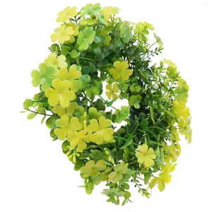 Decorative Flowers 1Pc Artificial Shamrock Wreath Hanging Garland Decor Party