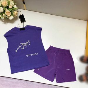 23ss bambini vestiti firmati baby set bambino set ragazzo Girocollo Puro cotone Tinta unita lettera logo stampa Gilet senza maniche pantaloncini tuta Vestiti per bambini di alta qualità