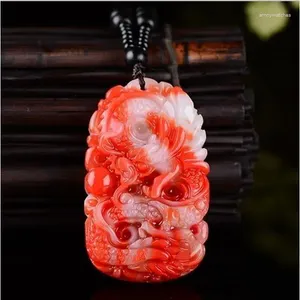 Pendant Necklaces Natural Chicken Blood Jade Dragon Men Women Certified Red Jades Stone Amulet Gifts For Male Fashion Charms Jewellery