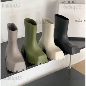 Boots Luxury Women Boots Fashion Designer Boots Waterproof Non-slip Short Boot Square Toe Soft Leather Comfy Women Platform Rain Boots T231124