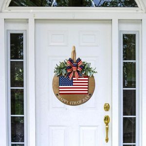 装飾的な花アメリカ国旗花柄の花輪愛国的な記念日7月4日星の玄関の装飾の独立