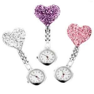 Relógios de bolso relógio clip-on pendurado liga de enfermagem enfermeiras mulheres coração pin