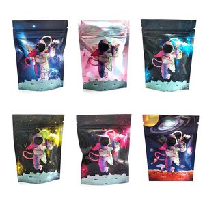 3.5g Mylar Bags California SF Space Astronauts Package Zipper Stand Up Aluminium Foil Children Sour Spaceman Design Pouch Resealable Pouches