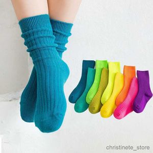 Kids Socks 3 Pairs/Lot Children Socks Spring Summer Japanese Style Kids Socks Candy Color Boys And Girls Mid-Tube Socks R231204