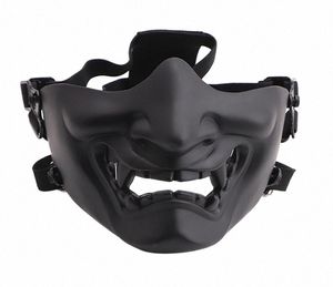 Scary Smiling Ghost Half Face Mask Shape Justerbar Tactical Headwear Protection Halloween Costumes Tillbehör AVAE9870807