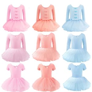 Dance Good Girls Ballet Dance Tutu Elbise Çocuklar Çocuklar Yüksek Kaliteli Kısa /Uzun Kollu Tül V Back Bowknot Jimnastik Ser Müdürü Dans Giyim 231124