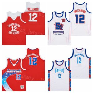 Basket del liceo 12 Zion Williamson Jersey Movie 1 Spartanburg Day Griffins Team alternativo Team Orange White Hiphop Sport traspirante Hiphop Pure Cotton Man