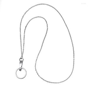 Chains Women's 19" Fashion Lanyard Stainless Steel Necklace With Swivel Oval Clasp Key Ring ID Card Holders (O-Ring Chain)