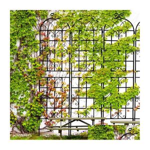 Arches Arbours Pergolas Bridge 2 Pack Metal Garden Trellis 86,7 X 19,7 Rustproof para plantas trepadeiras Outdoor Flower Support Black Fram Otc1T