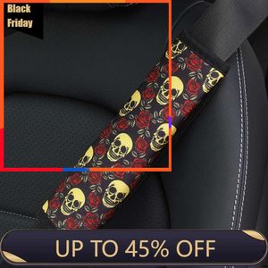 New Halloween Personalized Seat Belt Cover Leopard Skull Print Shoulder Strap Car Belts Decor Rock Punk Style Driving Shoulder Belts