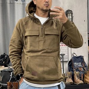 Men's Hoodies Sweatshirts Mens Winter Sweatshirt Pullover Male Zipper Loose Training Vintage Clothes Blouse Pullovers 2023 231124
