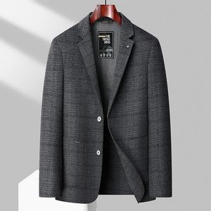 Men's Wool Blends Double-Faced Woolen Goods Wool Suit Men's Autumn Plaid Young and Middle-Aged Business Casual Small Suit Woolen Coat Outerwear 231123