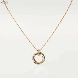 Pendant Necklaces Classic Design Cubic Zirconia Triple Trinity Necklace Pendant Women Girls 316L Titanium Steel Wedding Designer Jewelry Collares Collier 18K Gol