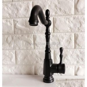 Banyo Lavabo muslukları havza ve soğuk musluk döner spout siyah bronz güverte monte edilmiş kap su muslukları tnf386 damla teslimat ev dhxjn