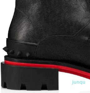 Winter men Ankle boot Our Georges high boot calfskin leather grained Round toe Black studs rubber