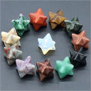 Gioielli Merkaba Statua Pietra naturale Decorazione scolpita Quarzo rosa Guarigione Cristallo Regalo Ornamento per acquario Decorazione per acquario Fare Drop De Dheff