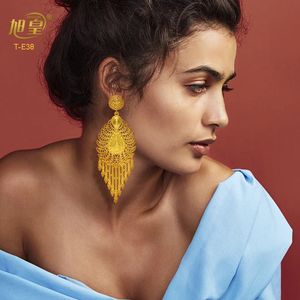 Stud Xuhuang Ethiopia Gold Plated Big Earrings For Women Arabic Charm Earring Long Pendant Tassels Wedding Banket Jewets Gifts 231123