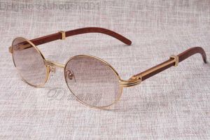 Yuvarlak güneş gözlükleri sığır boynuz gözlükler 7550178 Ahşap Erkek ve Kadın Güneş Gözlüğü Glasess Gözlük Boyutu 55-22-135mm PI6A