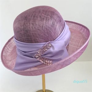 Chapéus de aba larga balde elegante chapéus de praia Lady Fashion Linen Fedora Hats Banquet Cap boné fascinadores de fios de cânhamo britânico