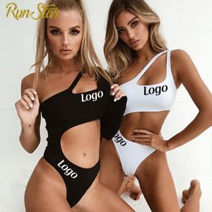 Womens Jumpsuits Rompers Custom Your Black White Sexy Bodysuits Onepieces Swimsuit Women Monokini Bandage Bathing Suit Bikini Swimming Beach Wear 230424