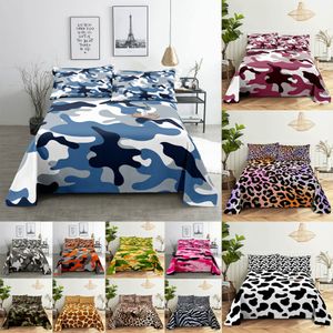 Sängkläder sätter kamouflage lakan set sängkläder kudde fodral drottning king dubbel storlek 220x240 leopard för sovrum mjuk tvilling full singel 230424