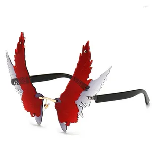 Sunglasses Unique Wing Rimless Women Fashion Big Frame Steampunk Female Frameless Colorful Party Glasses Men