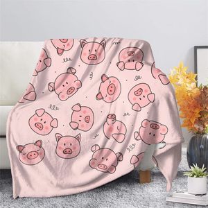 Blankets Swaddling Cute Pig Pink Fleece Blanket Warm Bedroom Throw Blanket on Bed Sofa Bedding Travel Sherpa Blankets for Adult Kids Girls Quilt 231124