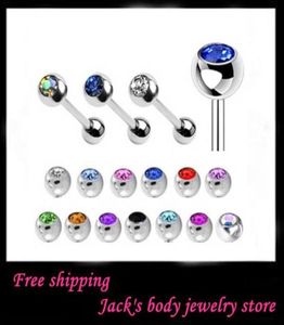 Tongue jewelry T07 mix 8 color 100pcslot body jewelry piercing 316L stainless steel tongue bar tongue ring9573678