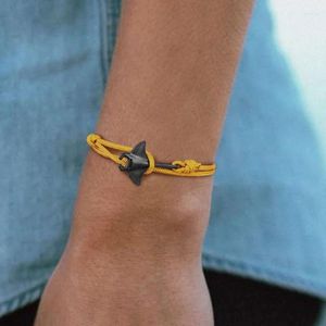 Braccialetti con ciondoli Bracciale da uomo in corda di razza nera alla moda con filo multicolore Linea sottile per donne Uomini Gioielli con animali oceanici Regalo fidanzato