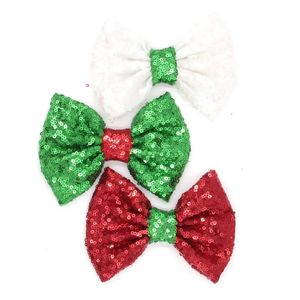 Hårtillbehör 10st/Lot Chic Christmas Gift Red Green White Mixing Hair Bow 5 