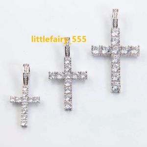 Fashion Design 925 Silver 3mm-5mm Wide GRA Moissanite diamond Cross Pendant Rapper Style Hiphop Jewelry