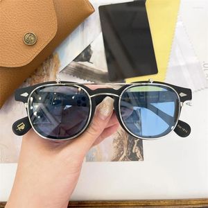 Sunglasses Sun Glasses Man Lemtosh With Clip Retro Acetate Rectangle For Men And Women Original Japan Handmade