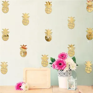 Wall Stickers 12Pcs/set 3D Acrylic Modern Pineapple Shape Mirror Sticker Art Decals For Kids Room Decoration