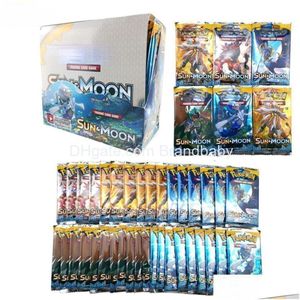 Kortspel kortspel 324 st kort booster box all seriestcg sun moon edition 36 paket per spel strid classeur carte barn leksak droppe dh29k