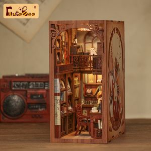 Doll House Accessories Cutebee Book Nook Kit Miniature Diy Book Nooks Touch Light With Furniture Children Birthday Present Secret Rhythm 230424