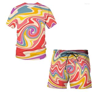 Fatos masculinos verão 2023 abstrato graffiti 3dprint terno padrão camiseta manga curta shorts casuais homens / mulheres streetwear roupas tops