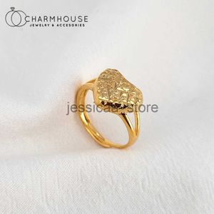 Band Rings Weddings for Women Yellow Gold Plated Heart Finger Radjusterable Anillo Bague Femme Högkvalitativa smycken Tillbehör gåva J231124