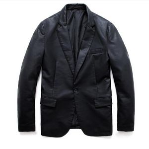 Herren Anzüge Blazer Schwarze Lederjacken Frühling Herbst Ankunft Herren PU Blazer Männer Männlich Dünne Beiläufige Anzugjacke Plus Größe 5XL