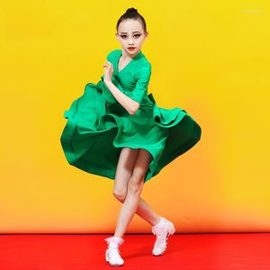 Stage Wear Standard Girls Latin Dance Performance Dress Bambini Ballroom Salsa Latino Competition Costume da ballo Abbigliamento DWY3410