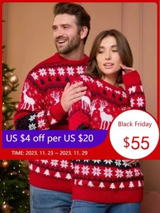 Męskie swetry zimowe Boże Narodzenie mężczyzn kobiety unisex swetry swobodne luźne dzianinowe ciepłe pary pasujące do strojów pullover top skoczki 231123