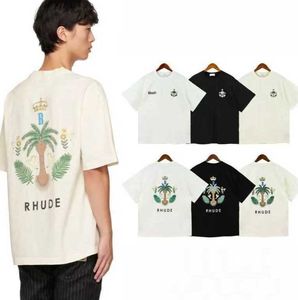 2023 Top Craftsmanship Rhude Mens T Shirts Summer Fashion Designer Tshirts Street Disual Short Sleeve Style Tees Cotton Printing Shirt TK2