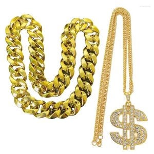 Ketten 2 Stück auffällige Rapper Goldkette Halskette modisches Hip Hop einzigartiges Accessoire für Partys Cosplay