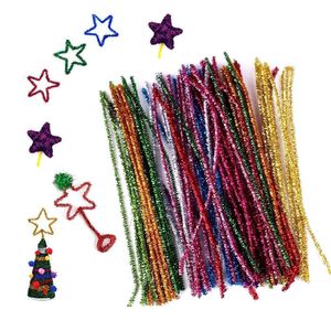 Creative Arts and Crafts levererar 100 stycken/pack Metallic Pipe Cleaners Glitterchenille Stems för DIY Crafts Decorations Creative School Projects (6 mm x 12 tum,