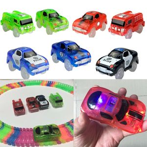 Diecast Model Magical Tracks Luminous Racing Track Car With Colored Lights DIY Plastic Glowing In The Dark Creative Toys For Kids 231123