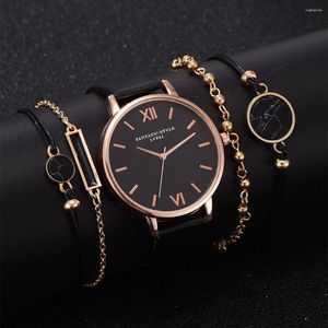 Wristwatches Is Simple Watch Set Quartz Trend PU Strap Women's Bracelet