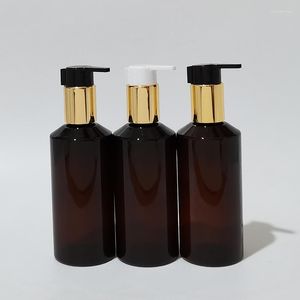 Förvaringsflaskor 20 st 200 ml tombrun med guld lotion pump schampo duschgel flaskförpackning container flytande tvål grossist