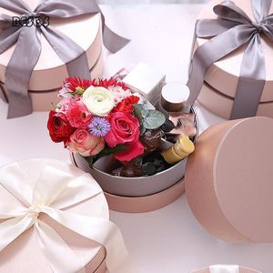 Gift Wrap Champagne Rose Gold Red Pink High Quality Satin Round Partition Box Party Activity Flowers Candy Decoration