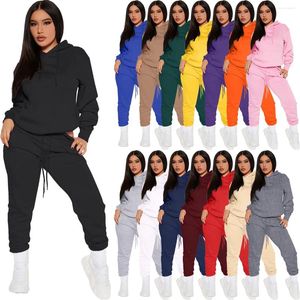 Kvinnors tvåbitar byxor Plain Hoodie Sweatshirt och Sweatpants Set Women Clothing Customized Jogger Sweat Suit Blank Ladies Fall Outfit