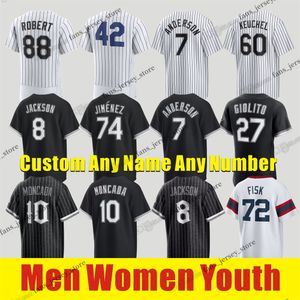 Custom S-6XL College Baseball indossa maglie cucite Anderson Moncada Crochet Jackson Giolito Jimenez Kopec Robert Abbott Allen Bell Buehrle Dent John Kaat Konerko